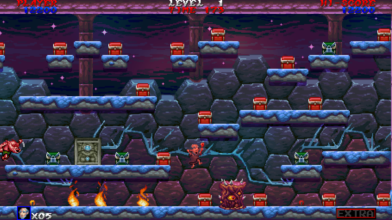 PLAYER 12200  
LEVEL 1  
TIME 75  
SCORE 12200  
XOF EXTRA