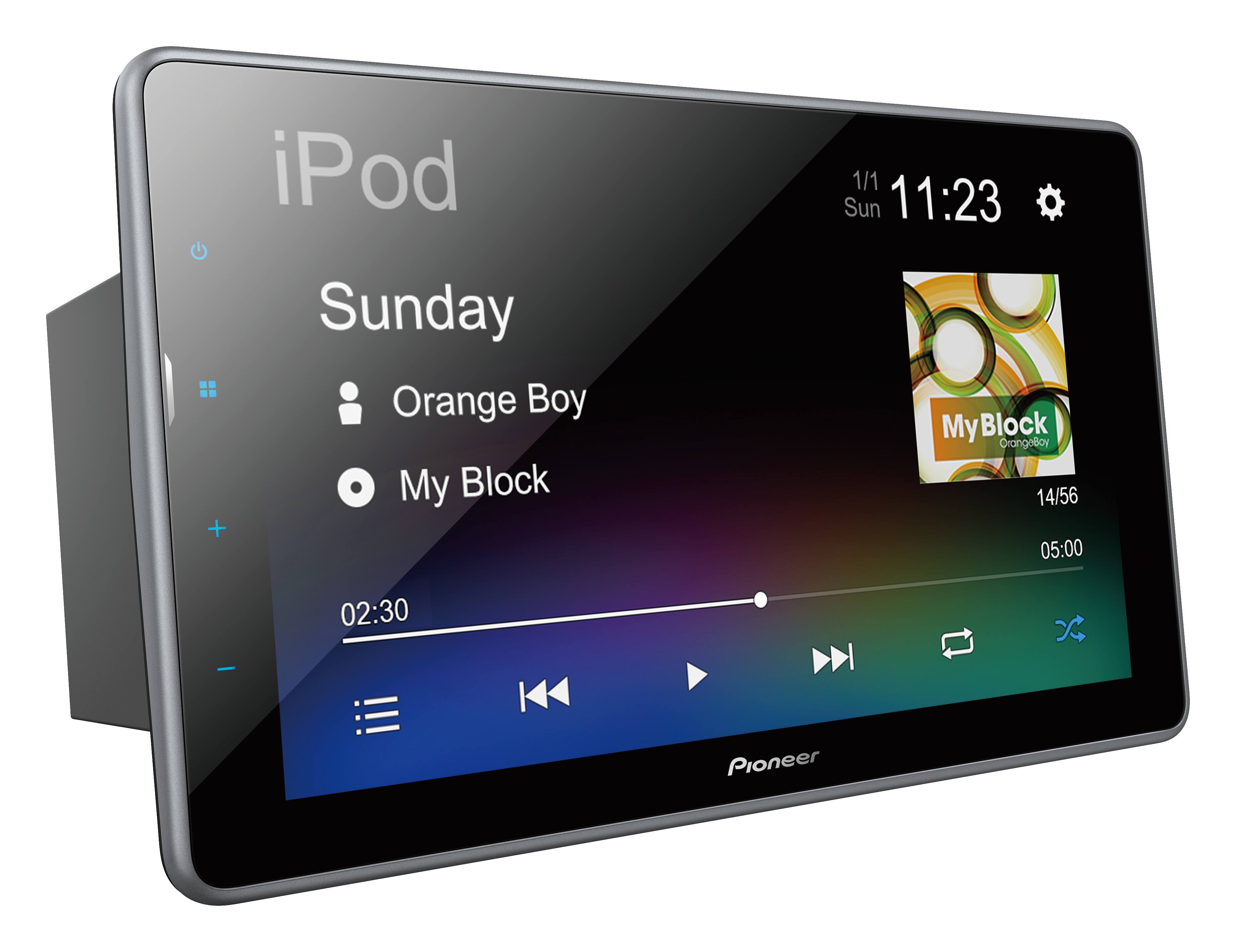 iPod  
Sunday  
Orange Boy  
My Block  

1/1 Sun 11:23  
My Block  
Ora  
OrangeBoy  
14/56  
05:00  
02:30  

Pioneer
