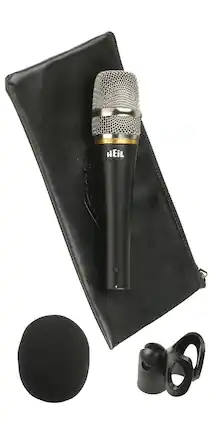 Front. Heil Sound - Utility Dynamic Cardioid Handheld Microphone with Mic Clip & Windscreen.