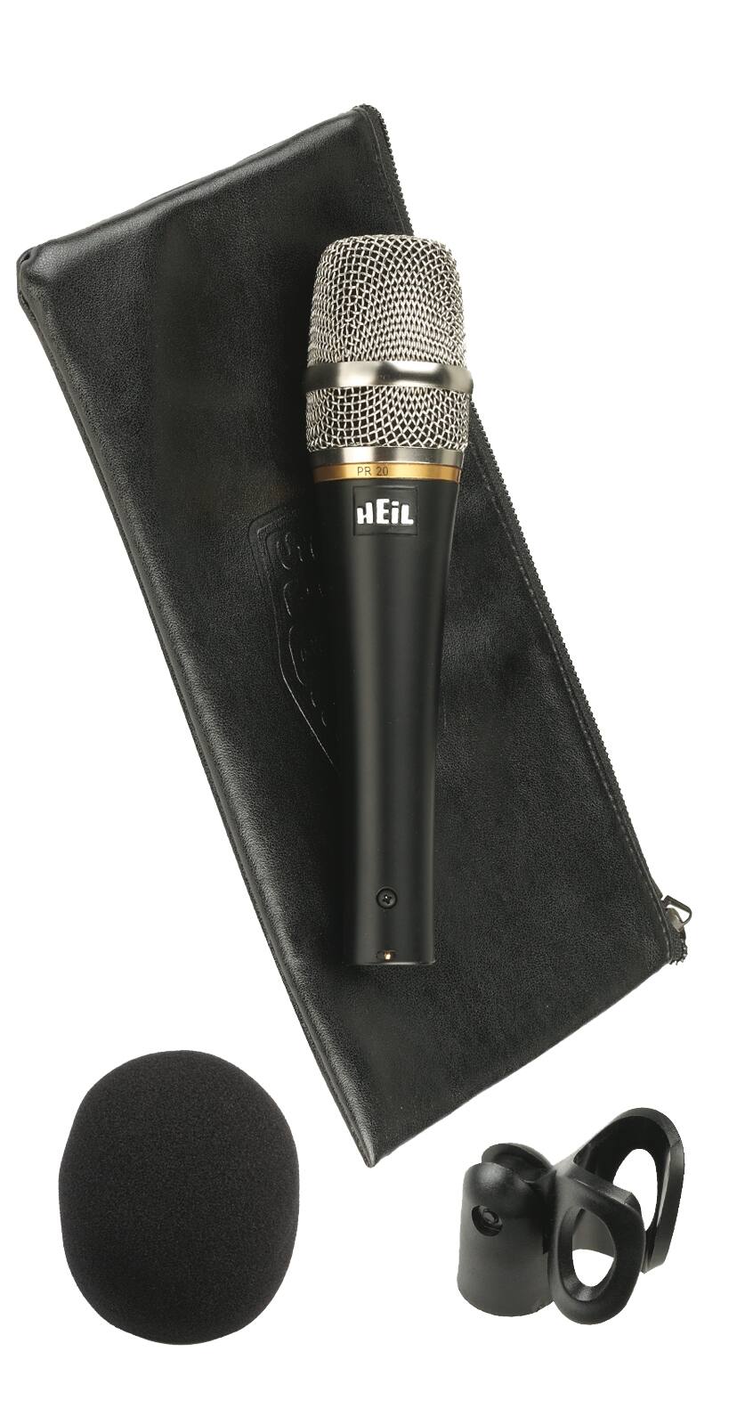 Front. Heil Sound - Utility Dynamic Cardioid Handheld Microphone with Mic Clip & Windscreen.
