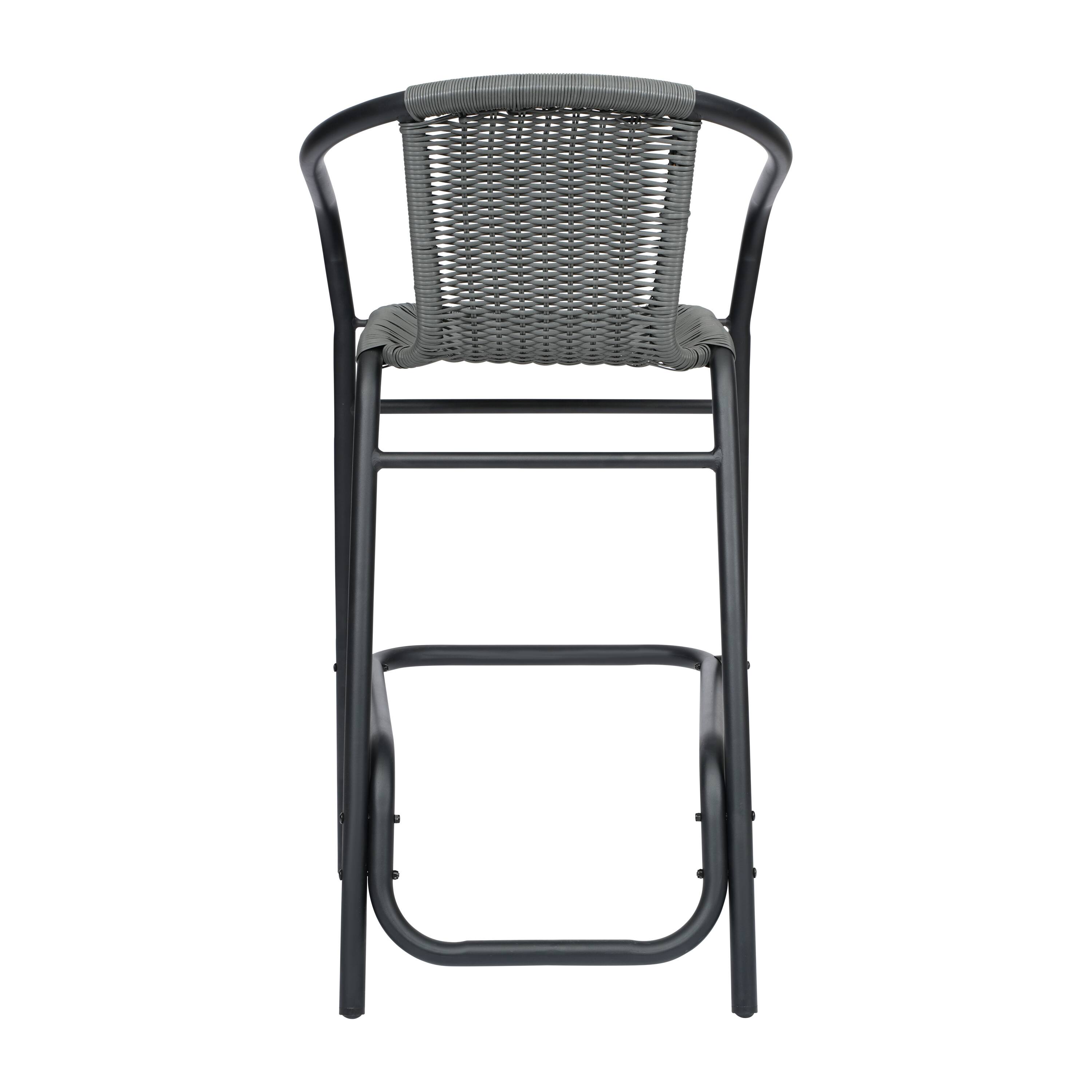 Alt View 6. Emma + Oliver - Rhea Set of Two Indoor/Outdoor Restaurant Style Rattan Barstools - Gray.