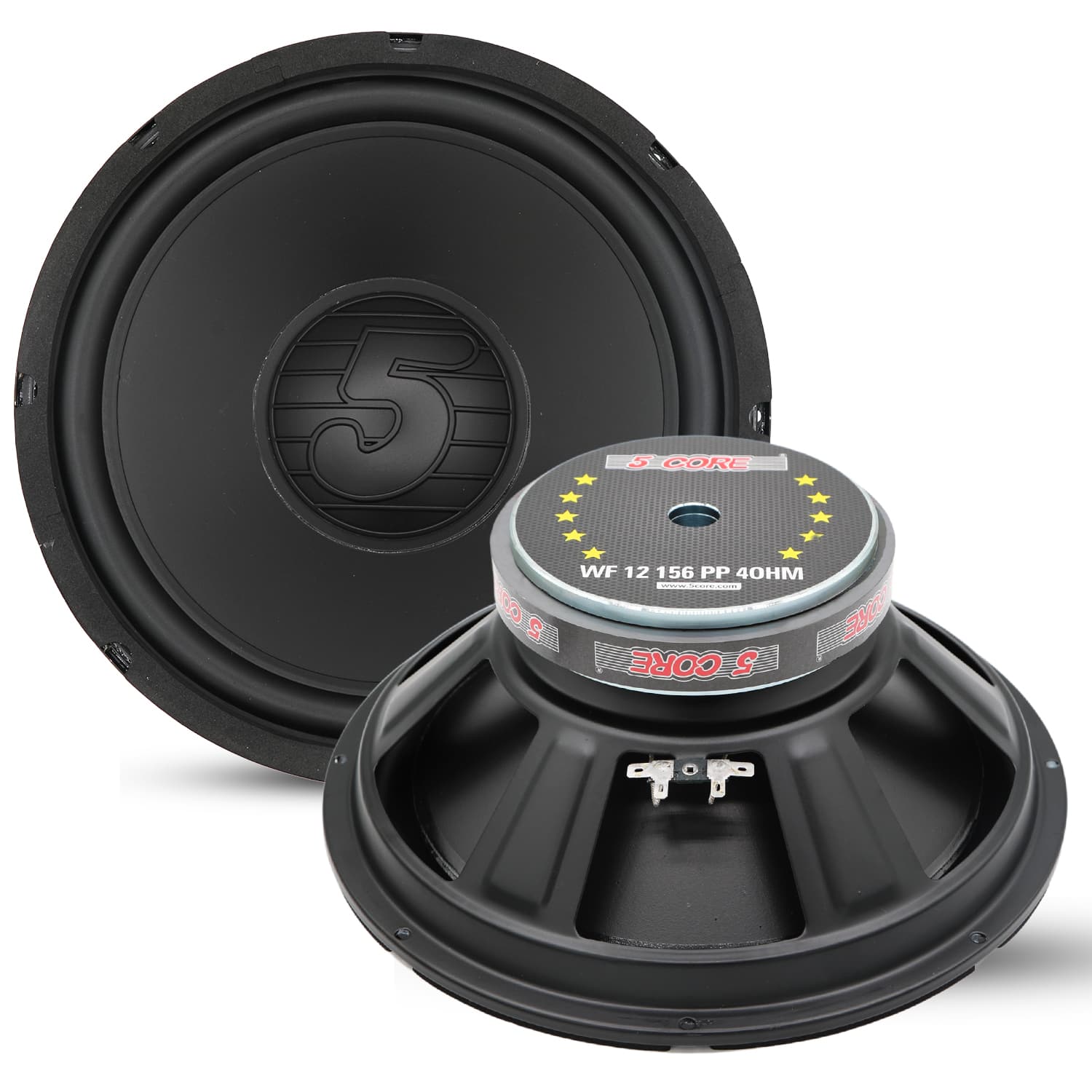 5 CORE - 12 Inch Woofer 400W Car Subwoofer 4Ohm Replacement Deep Sub w Poly Cone - Black