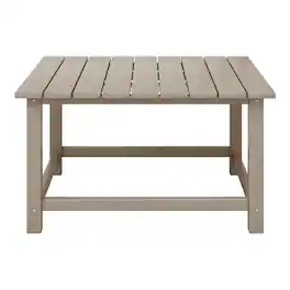 WestinTrends - Malibu Low Outdoor HDPE Square Patio Coffee Table - Weathered Wood
