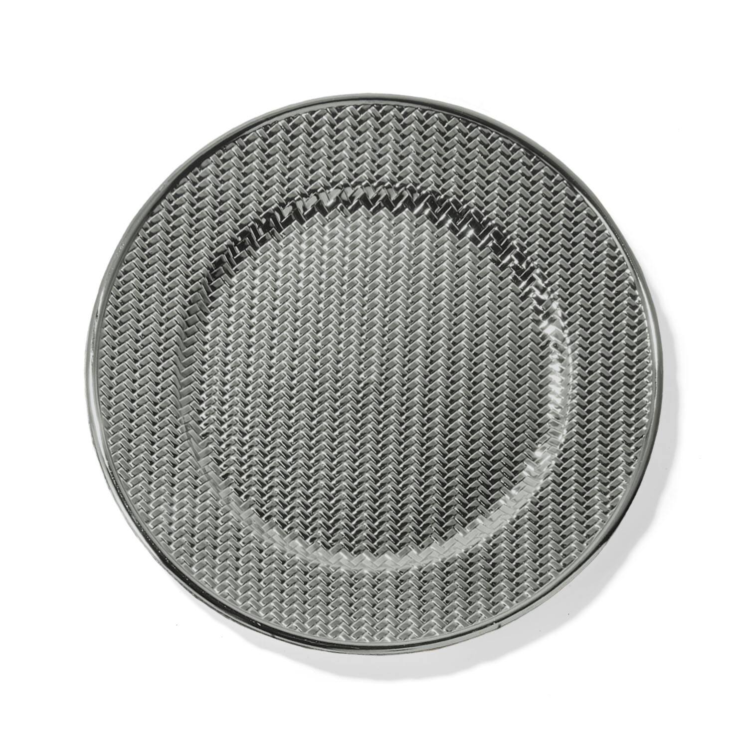 Angle. American Atelier - Aubrey Electroplated Gray Antiqued Charger Set of 4 13"D - Gray.