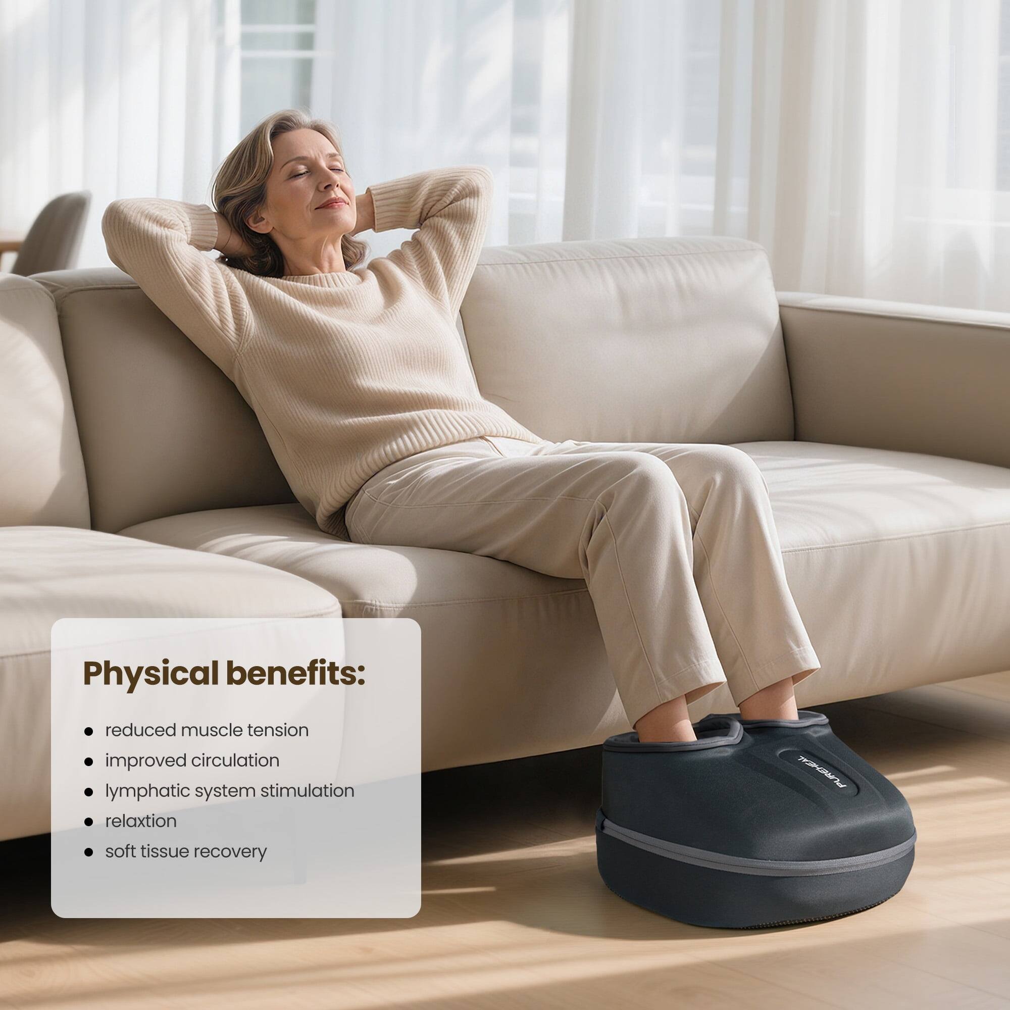 Physical benefits: reduced muscle tension, improved circulation, lymphatic system stimulation, relaxation, soft tissue recovery