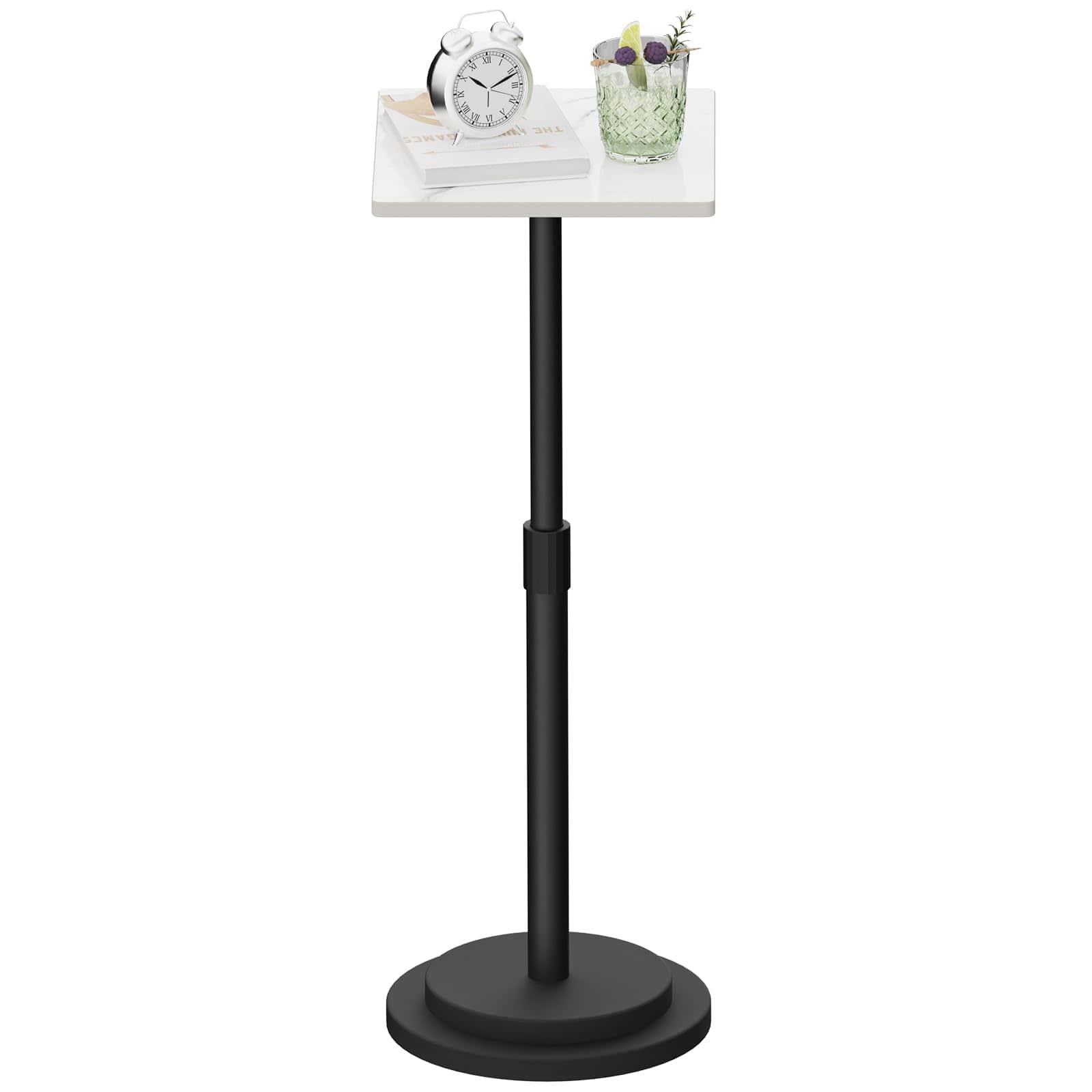 JETRANSPORT - Versatile End Table With Metal Base Height Adjustable Vintage Square Indoor Plant Stand For Sofa Bedside Smal - White Square