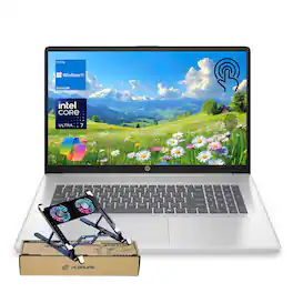 HP - 17.3" HD+ Touchscreen Laptop - Intel Core Ultra 7 255U - 64GB RAM - 2TB SSD - FP Reader & Copilot - PCO Laptop cooler - Silver