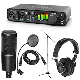 MOTU - M4 4x4 USB Type-C Audio Interface for Recording, Mixing & Podcasting Bundle with Audio-Technica AT2020 Microphone,