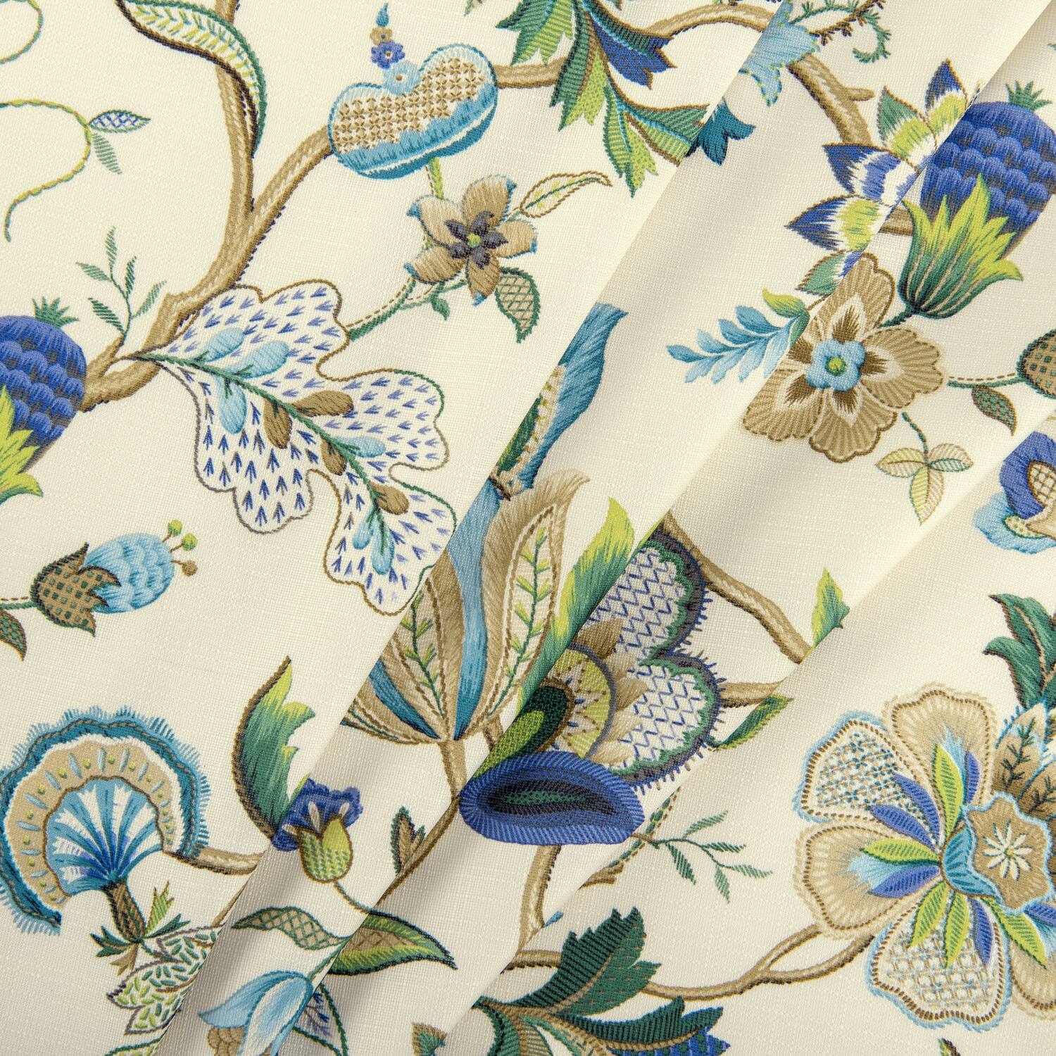Left. Ellis Curtain - ELLIS 100% Polyester Brissac Colrful Jacobean Pattern Grommet Panel Lined 50" x 84" Blue - Blue.