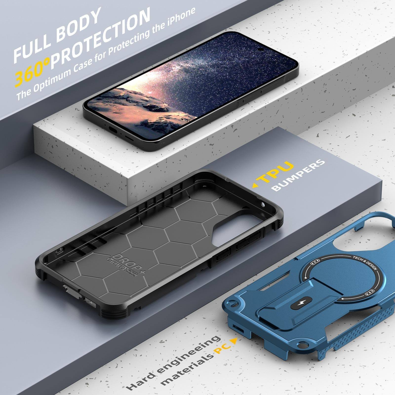 FULL BODY 360° PROTECTION  
The Optimum Case for Protecting the iPhone

TPU BUMPERS

Hard engineering materials PC

TECH & DESIGN