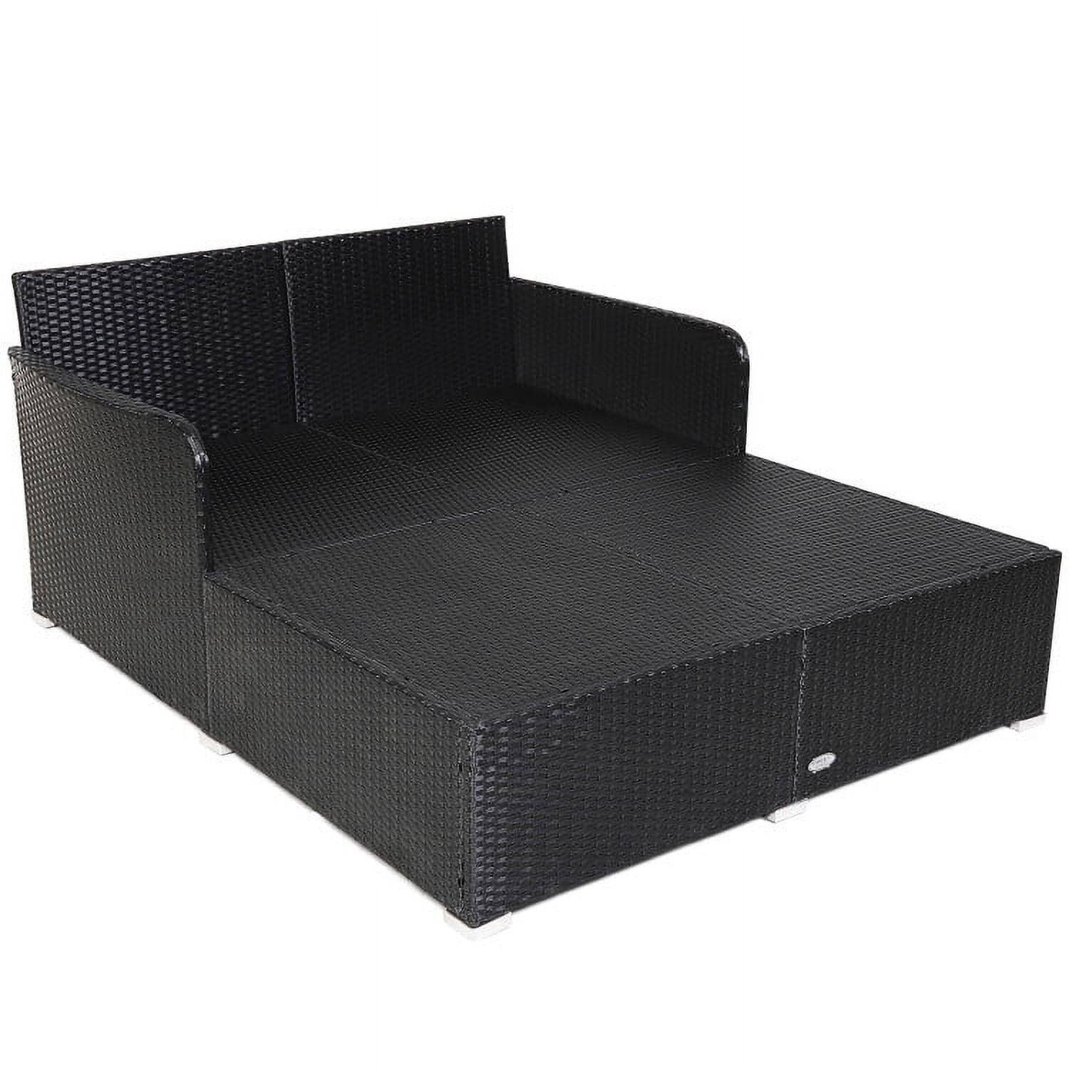 Left. Pefilos - Spacious Outdoo Rattan Daybed with Upholsteed Cushions and Pillows-Gay, Wicke Funitue Convesation Sets fo Gaden, - Gray.