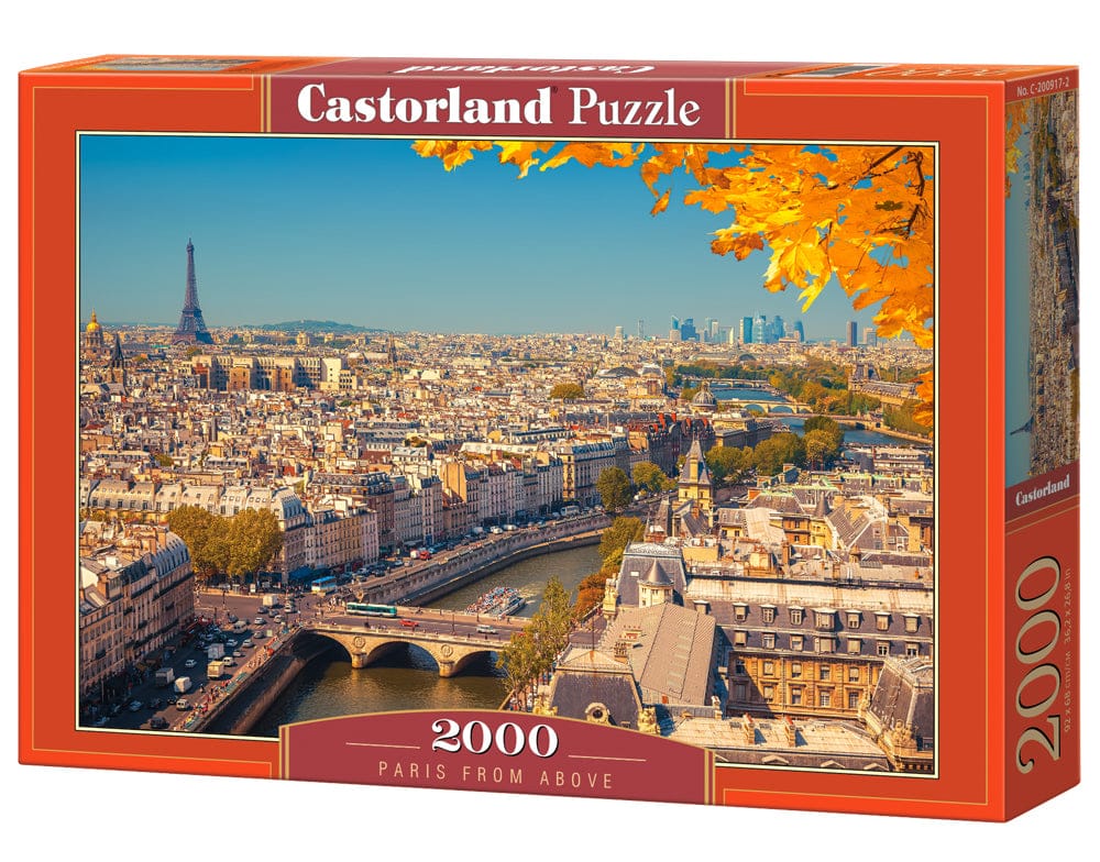 Castorland - 2000 Piece Jigsaw Puzzles, Paris from Above, Cityscape, Seine river, France, Adult Puzzle, C-200917-2 - Red