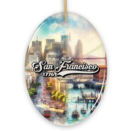 OrnamentallyYou - San Francisco Artistry Handmade Ceramic Christmas Ornament California Art Souvenir - Multi-colored