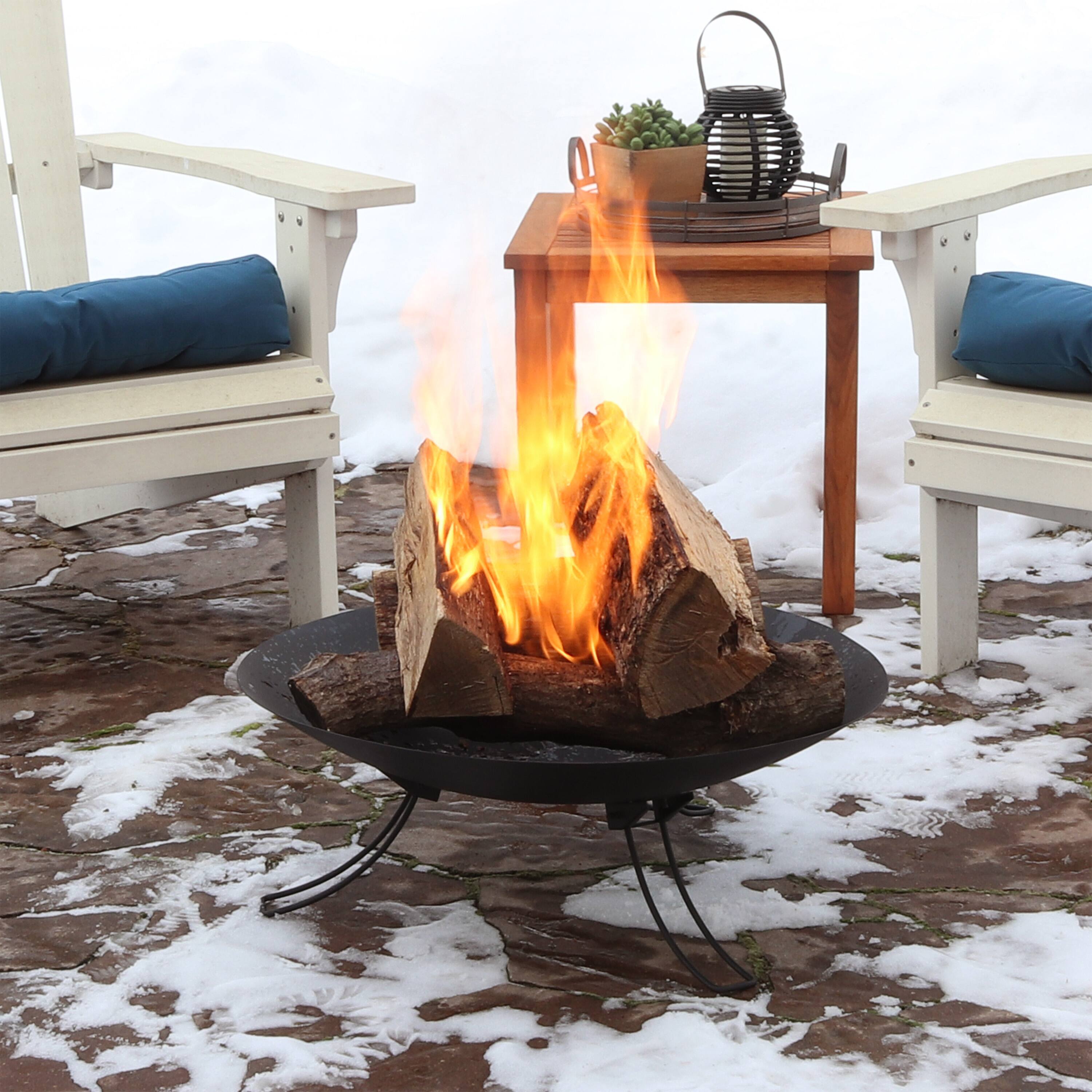 Alt View 1. Sunnydaze - Classic Ebony Steel Portable Folding Fire Pit - 24 in - Black.