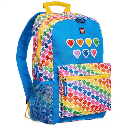 Front. LEGO - LEGO Rainbow Hearts Kids School Backpack, for Travel, On-the-Go, Back to School, with Adjustable Padded Straps - Multicolored.