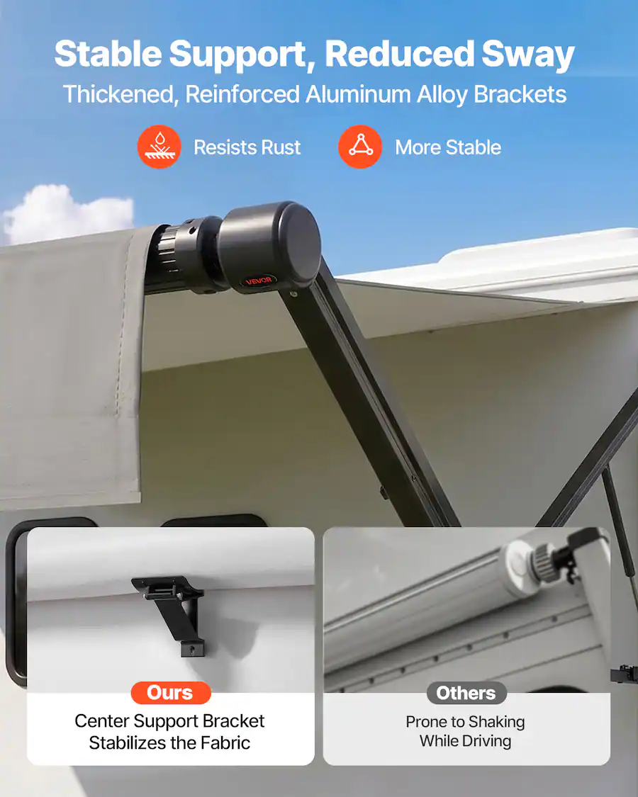 Rusty Gradient VEVOR Motorized RV Awning Complete Kit, 17.06FT Electric Retractable RV ...