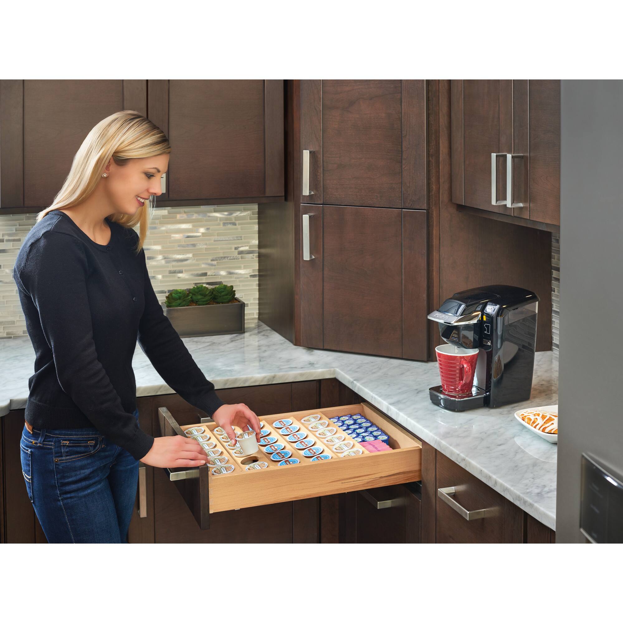 Alt View 10. Rev-A-Shelf - Rev-A-Shelf 22'' Custom Wooden Kitchen Drawer Insert for K-Cup, 4CDI-24 - Maple.