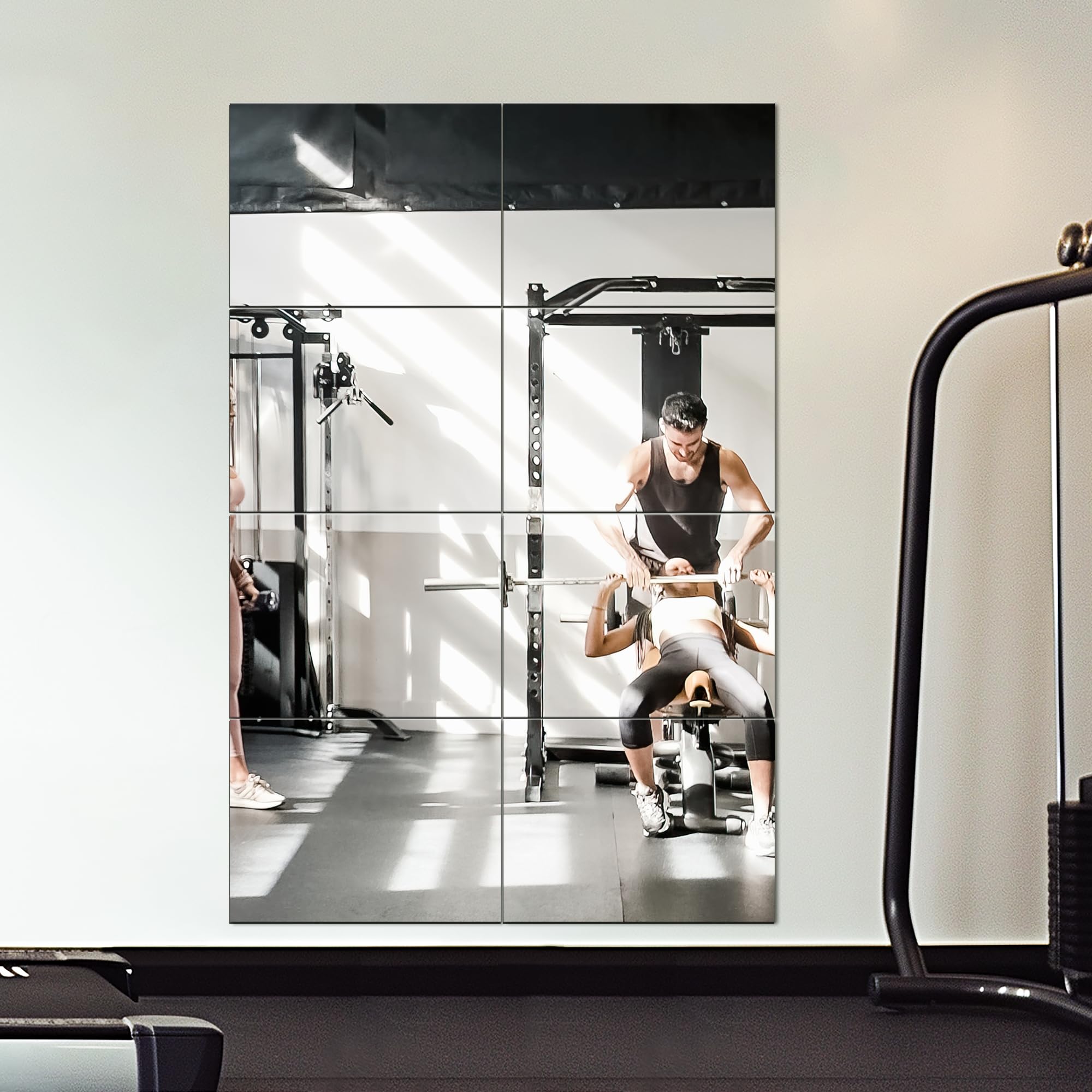 Front. Stylel Star - Glass Full Length Wall Mirror Tiles 14'' X 12'' 4pcs Frameless Body For Bedroom Mounted Home Gym Door.