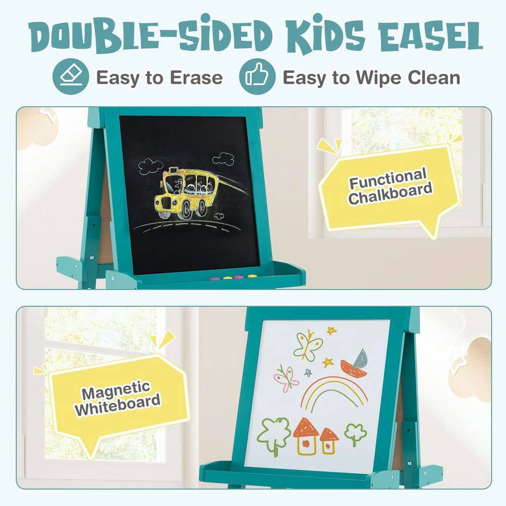 DOUBLE-SIDED KIDS EASEL  
Easy to Erase  
Easy to Wipe Clean  
Functional Chalkboard  
Magnetic Whiteboard