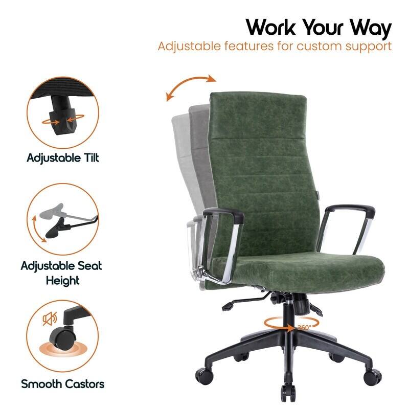 Work Your Way  
Adjustable features for custom support

- Adjustable Tilt
- Adjustable Seat Height
- Smooth Castors
