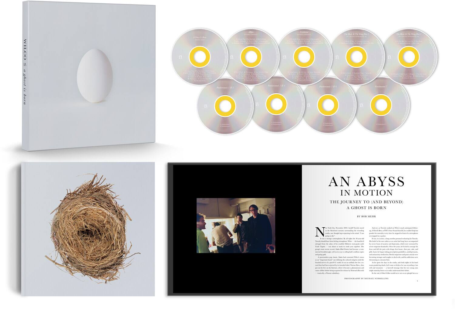 **WILCO**  
*a ghost is born*

---

**AN ABYSS IN MOTION**  
THE JOURNEY TO (AND BEYOND) A GHOST IS BORN  
BY BOE MEHR

---

**A New York City, November 2004. A Tiny, Tiny World**  
It was a cold, cloudy day in New York City. The streets were empty, and the only sound was the hum of the traffic. I was walking down the street, lost in thought, when I saw a group of people gathered around a small, white egg. It was sitting on a pedestal, and there was a sign that read "WILCO *a ghost is born*." I was intrigued, so I approached the egg and read the sign. It said that the egg was a symbol of the band's new album, and that it was a journey to (and beyond) a ghost is born. I was curious, so I decided to follow the egg.

---

**A New York City, November 2004. A Tiny, Tiny World**  
It was a cold, cloudy day in New York City. The streets were empty, and the only sound was the hum of the traffic. I was walking down