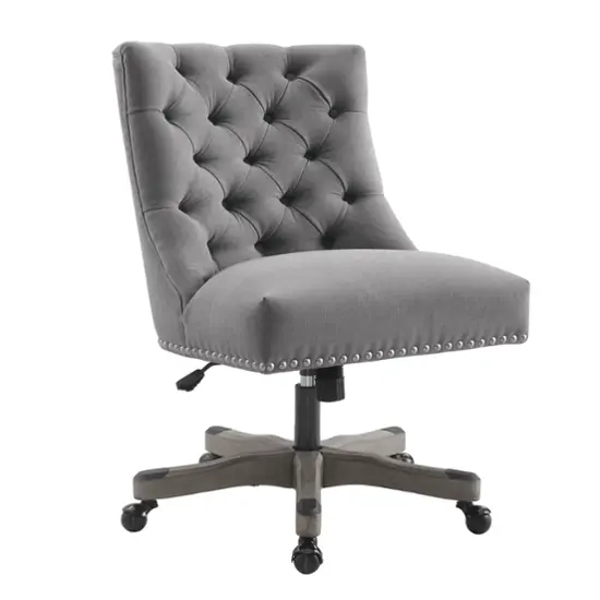 Linon Home Decor Ellas Plush Button Tufted Office Chair With LiveSmart Performance Fabric Slate Gray BSTB212 Best Buy