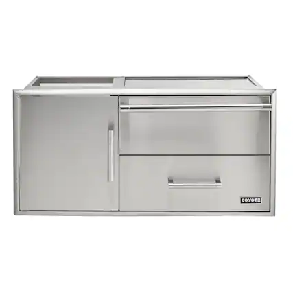 Front. Coyote Outdoor Living - Coyote Outdoor Living 42" Access Door With Storage & Warming Drawer Combo - Stainless Steel.