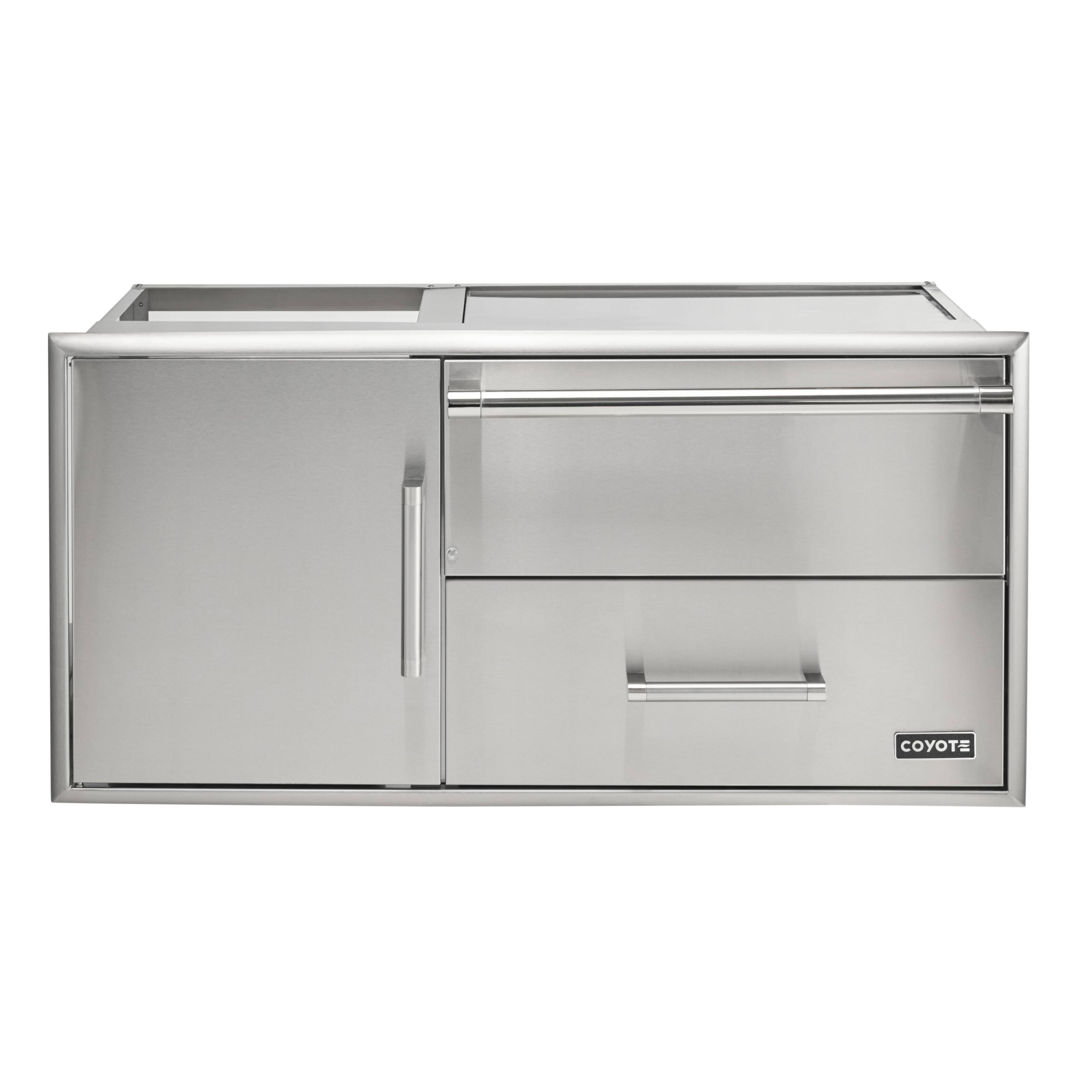 Front. Coyote Outdoor Living - Coyote Outdoor Living 42" Access Door With Storage & Warming Drawer Combo - Stainless Steel.