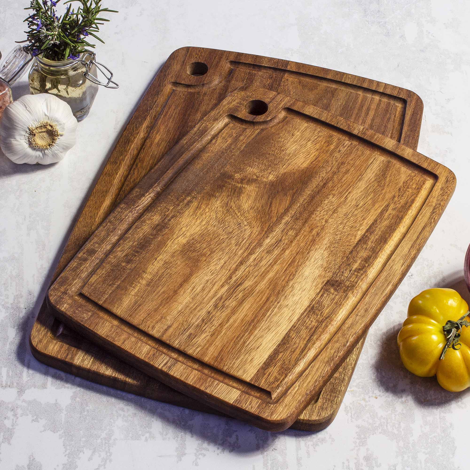 Alt View 1. TB Home - 2-Piece Acacia Wood Cutting Board Set.