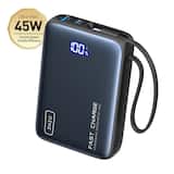 INIU - Portable Charger, Compact 20000mAh PD Power Bank with Built-in Cable & Digital Display for iPhone, Samsung etc - Black
