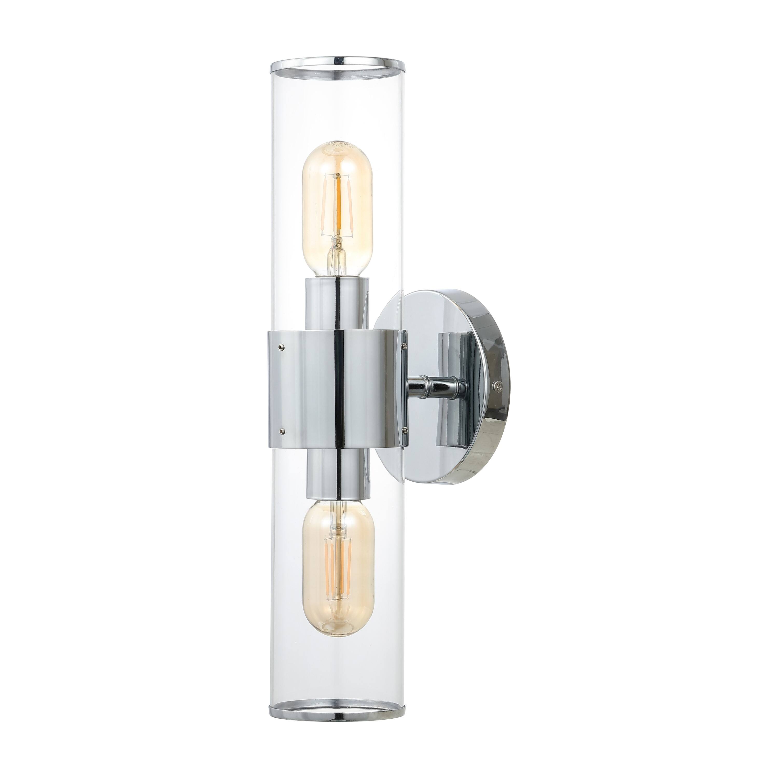 Alt View 6. Jonathan Y - Quinn 15.5" 2-Light Mid-Century Modern Iron/Acrylic LED Sconce, Chrome/Clear - Chrome/Clear.