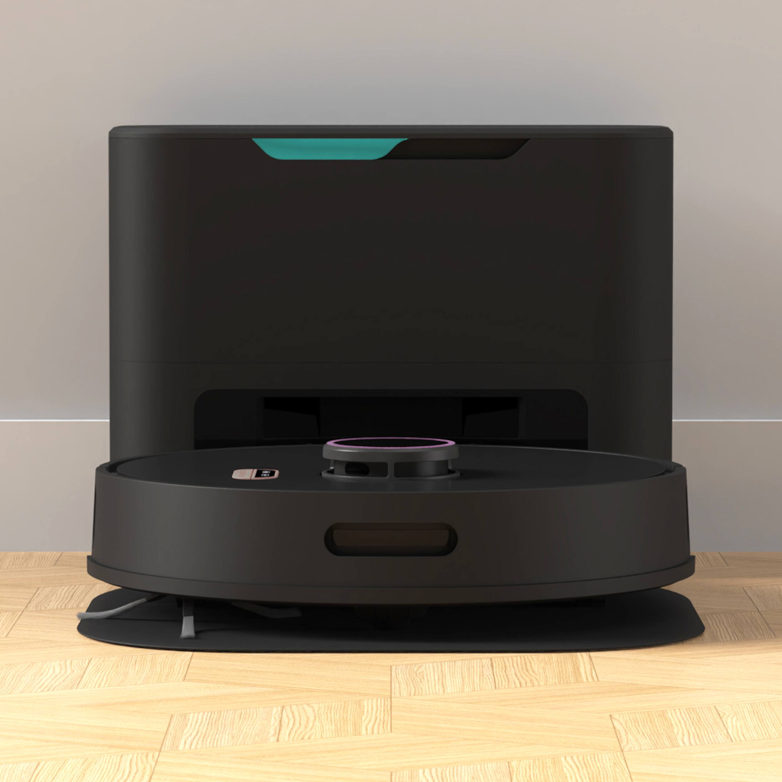 Alt View 1. bObsweep - Orb-i Self-emptying Robotic Vacuum Cleaner, with 100-Day Bin Capacity, 5000 pa Suction, & LiDAR Mapping - Blackberry.