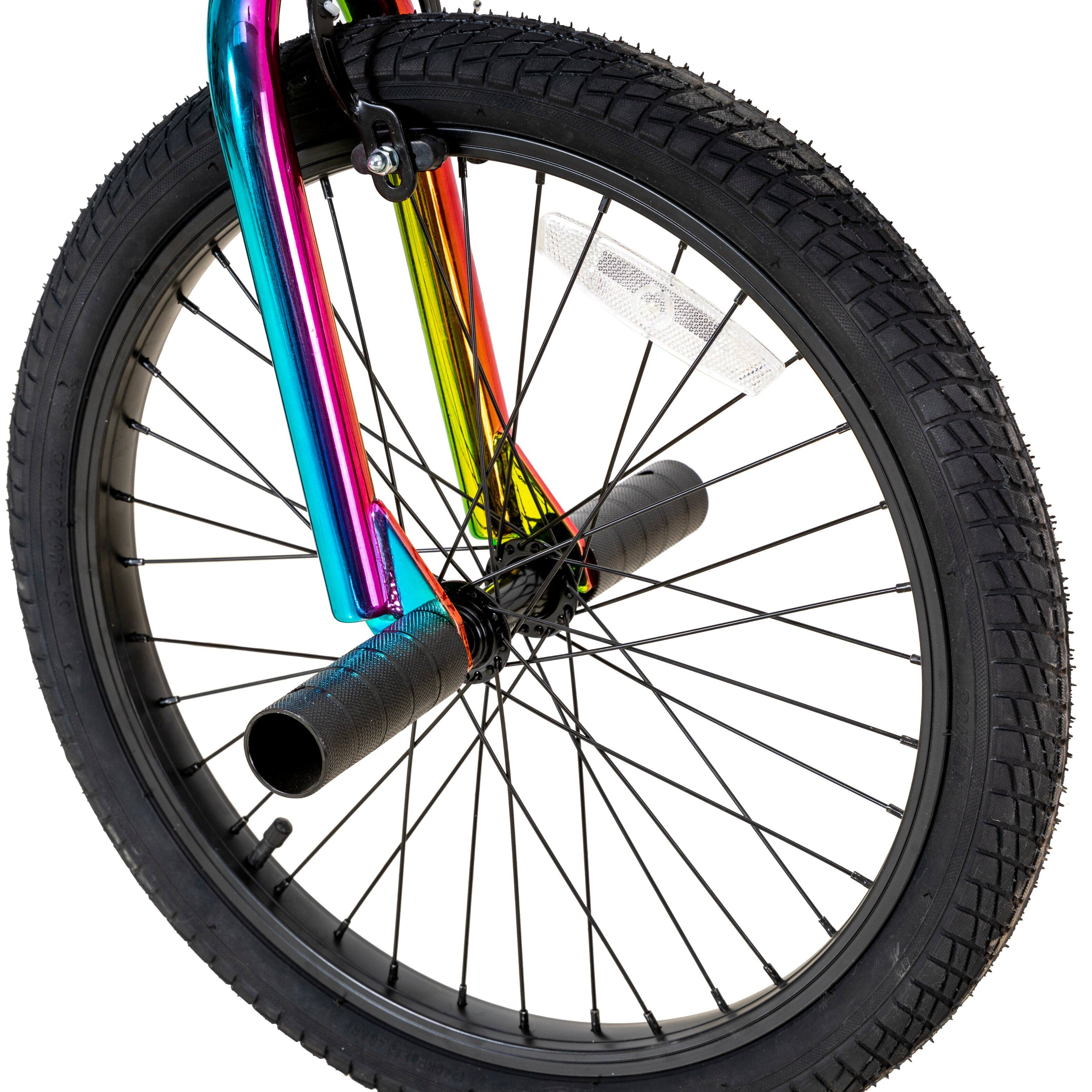 Alt View 6. JOYSTAR - JOYSTAR 24 Inch Kids BMX Bike for Boys Girls Ages 9+, Freestyle Bicycle for Beginner Level Riders with 2 Pegs, Rainbow - Rainbow.