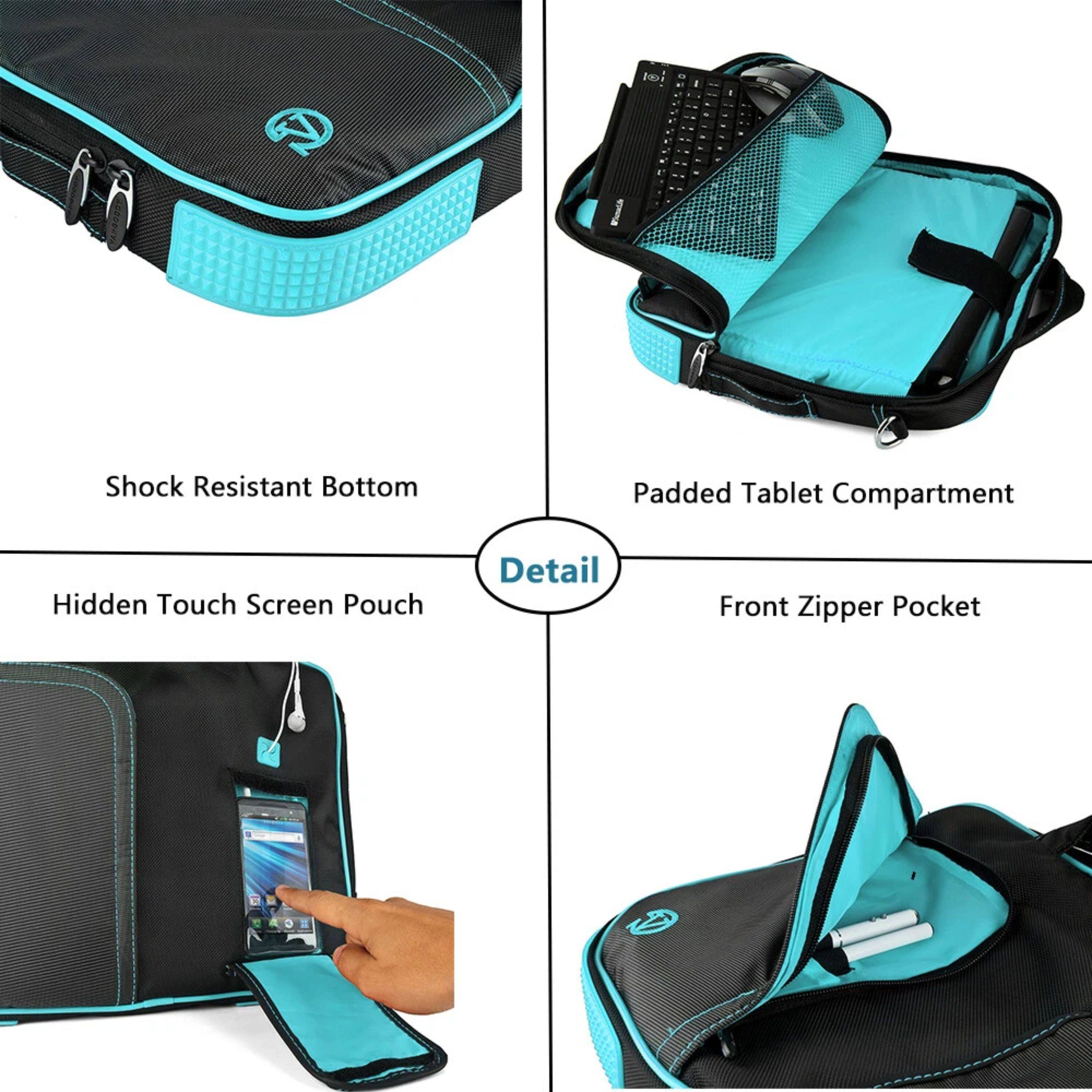 - Shock Resistant Bottom
- Padded Tablet Compartment
- Hidden Touch Screen Pouch
- Front Zipper Pocket
