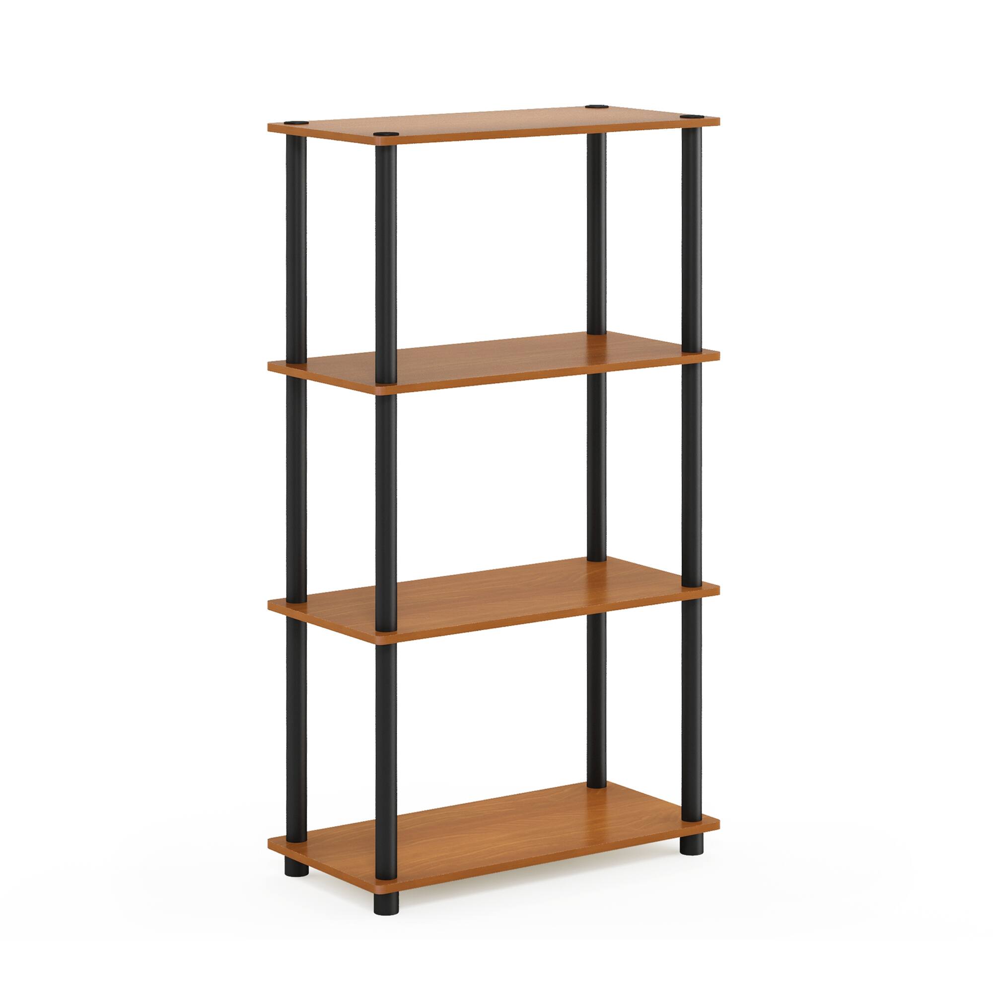 Furinno - Turn-N-Tube 4-Tier Multipurpose Shelf Display Rack, Light Cherry/Black - Light Cherry/Black