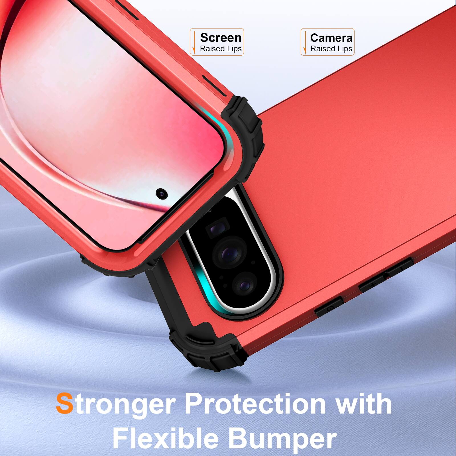Screen Raised Lips  
Camera Raised Lips  
Stronger Protection with Flexible Bumper