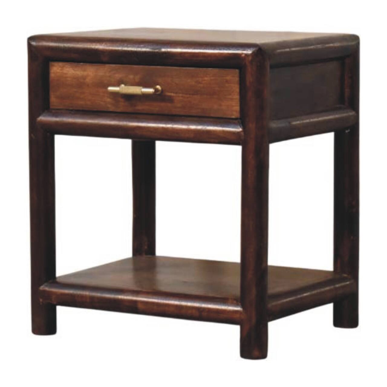 Back. Artisan Furniture - Artisan Furniture Solid Wood California Walnut Open Bedside, 1 Drawer and Shelf, Brown - Brown.