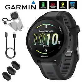 Bundle - Garmin - Forerunner 165 Smart Sport Watch + Accessories - Black/Slate Gray - (2024)