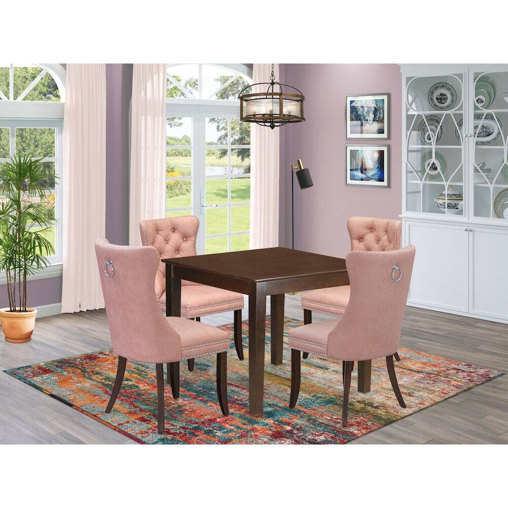 Alt View 7. East West Furniture - 5 Piece Dining Room Table Set Consists of a Square Kitchen Table - Mahogany.