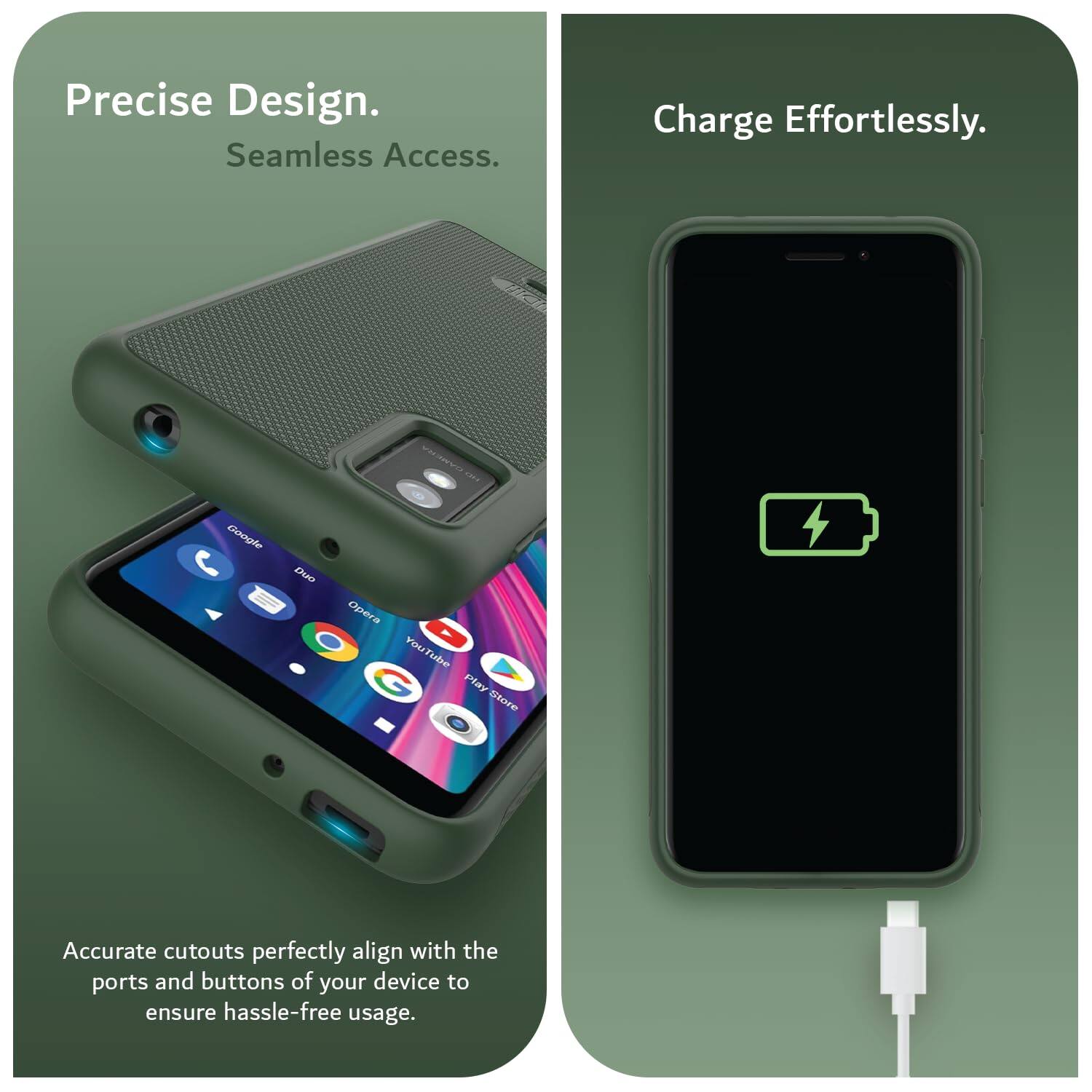 Precise Design. Seamless Access. Charge Effortlessly. Accurate cutouts perfectly align with the ports and buttons of your device to ensure hassle-free usage.