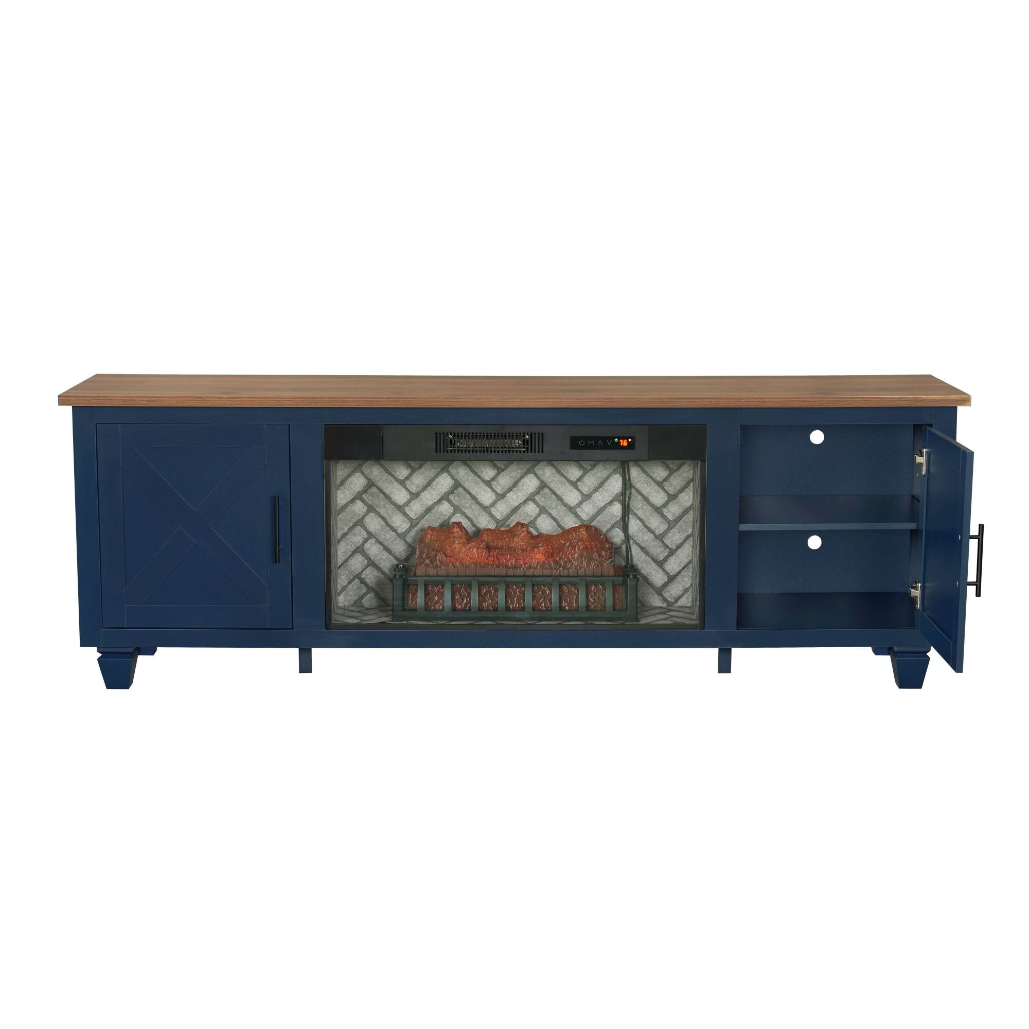 Boyel Living 78 in Electric Fireplace TV Stand with Log Display ...