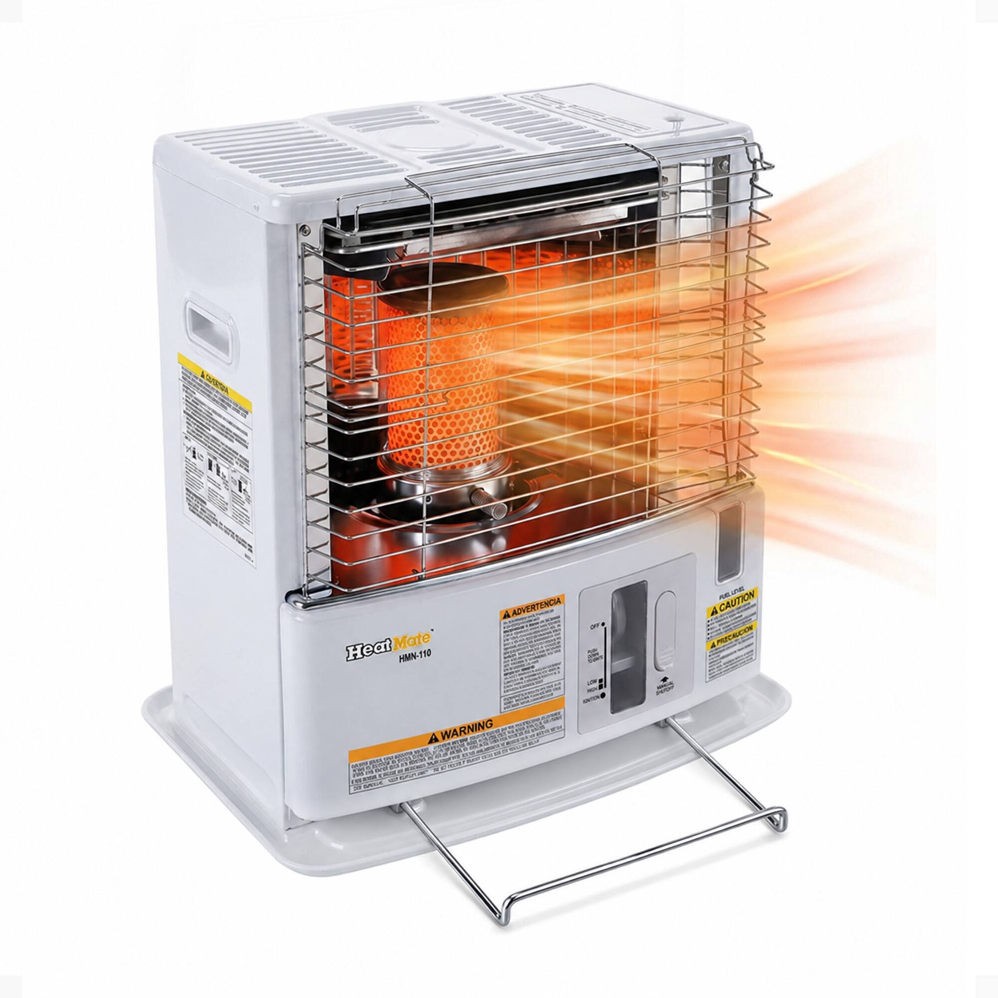 HeatMate HMN-110

ADVERTENCIA OFF, JOY
FUEL A CAUTION PRECALCION

"Fat ace. 50% - ym 30% 
A WARNING N. OF