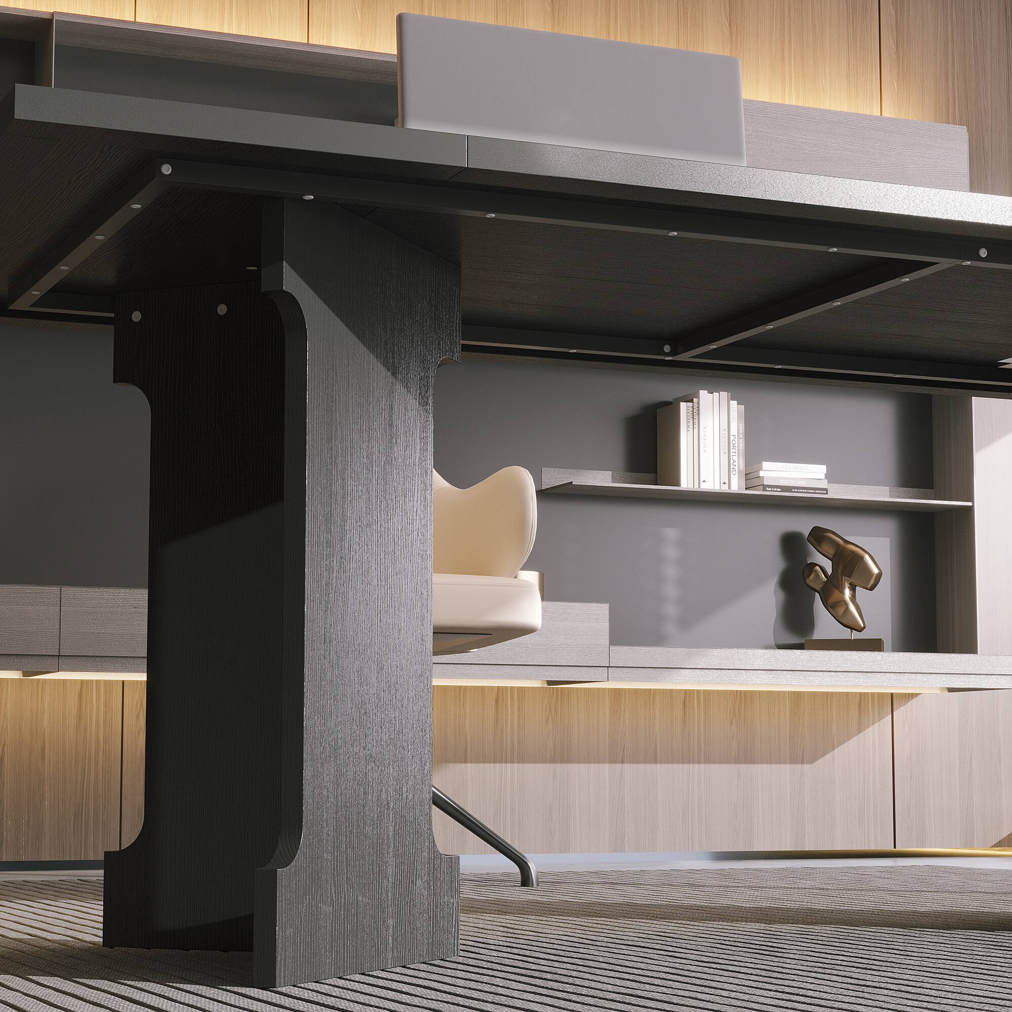 Alt View 2. Famapy - Famapy Office Desk: Sleek, Spacious & Modern Executive Workstation - Black.