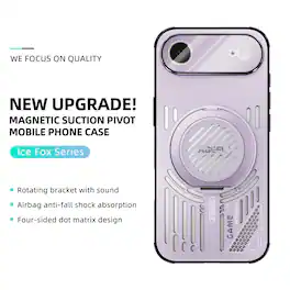 Dteck - Magnetic Case for Apple iPhone Air with Ring Stand, Heat Dissipation Shockproof Protective Cover Built in Lens Protector - Purple