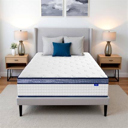 Front. BURFLY1977 - Queen Mattress,10 Inch Hybrid Mattress in a Box, Memory Foam Individual Pocket Springs, Medium Firm, Pressure Relief - White.
