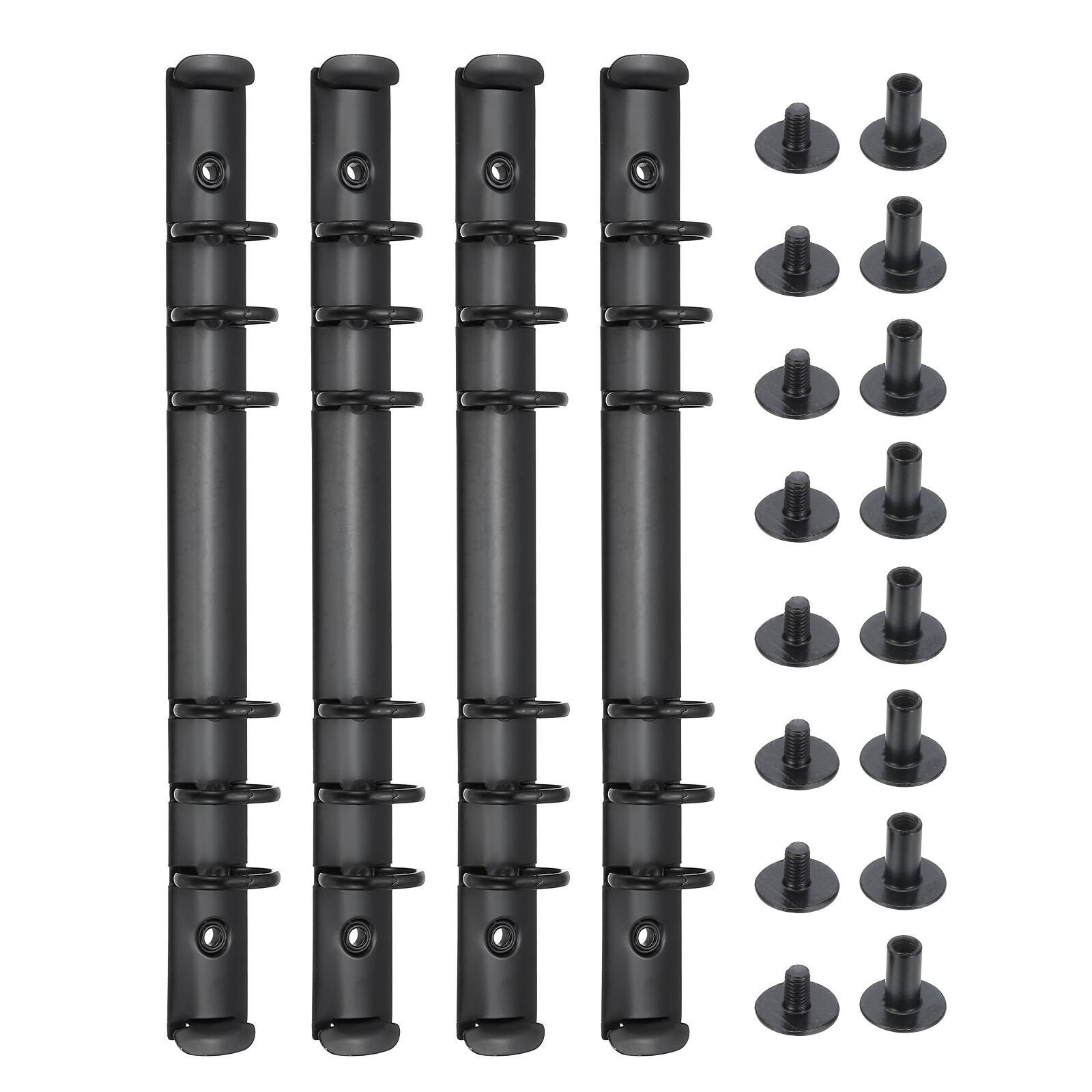 Unique Bargains - 4 Sets 6-Hole Ring Binder, A5 20mm Book Binding Kit Planner Maker Binder Ring Clip Mechanisms with Screw - Black