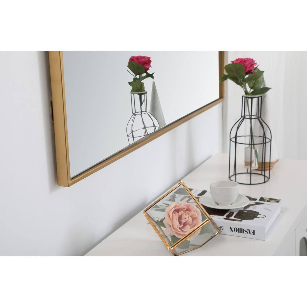 Back. Elegant Decor - Metal frame rectangle mirror 36 inch in Brass - Brass.