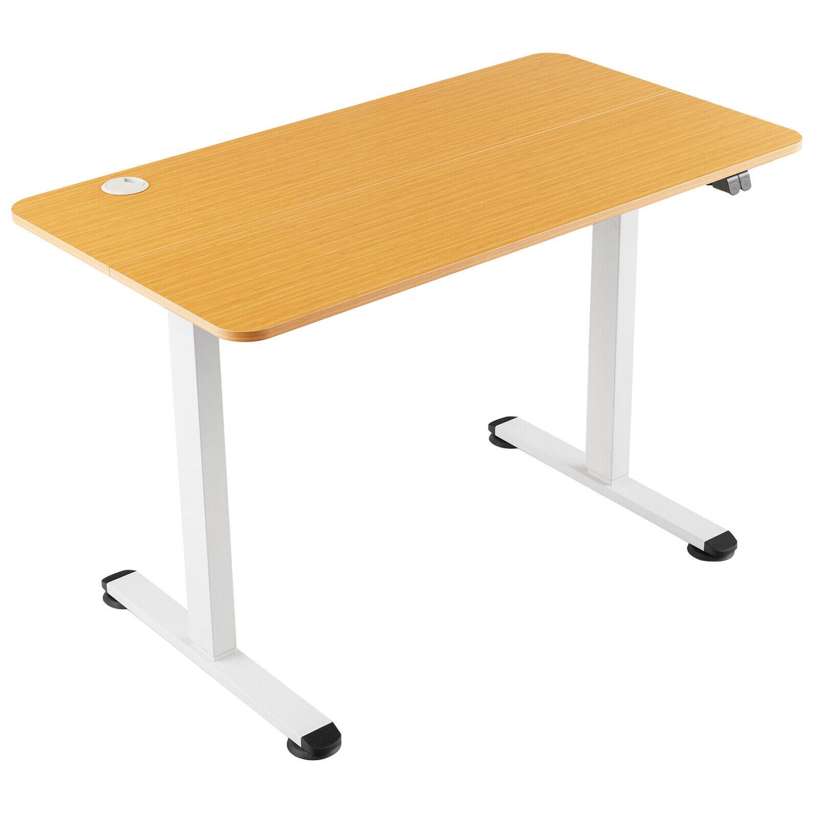 Front. Ecooso - Electric Standing Desk, Height Adjustable Sit-to-Stand Computer Workstation with Anti-Collision - Natural.