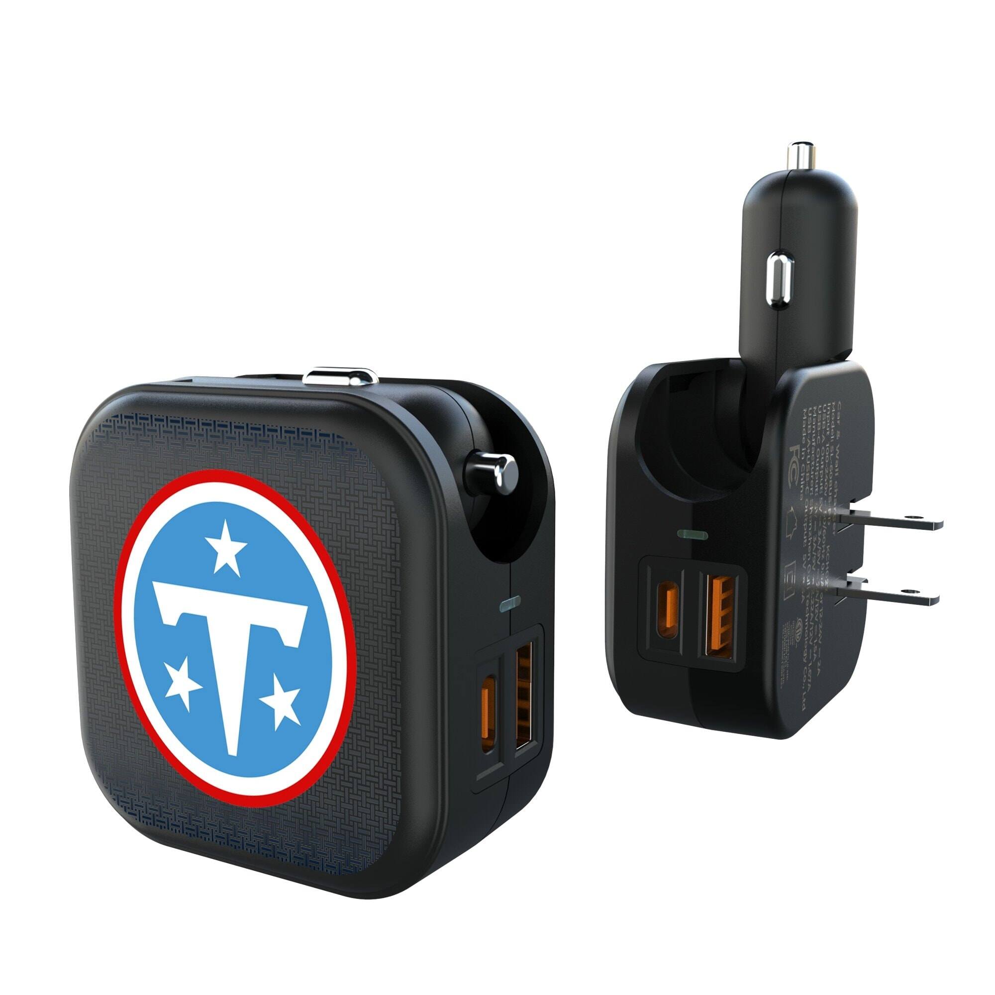Front. Keyscaper - Tennessee Titans 2-in-1 USB A/C Charger - Black.
