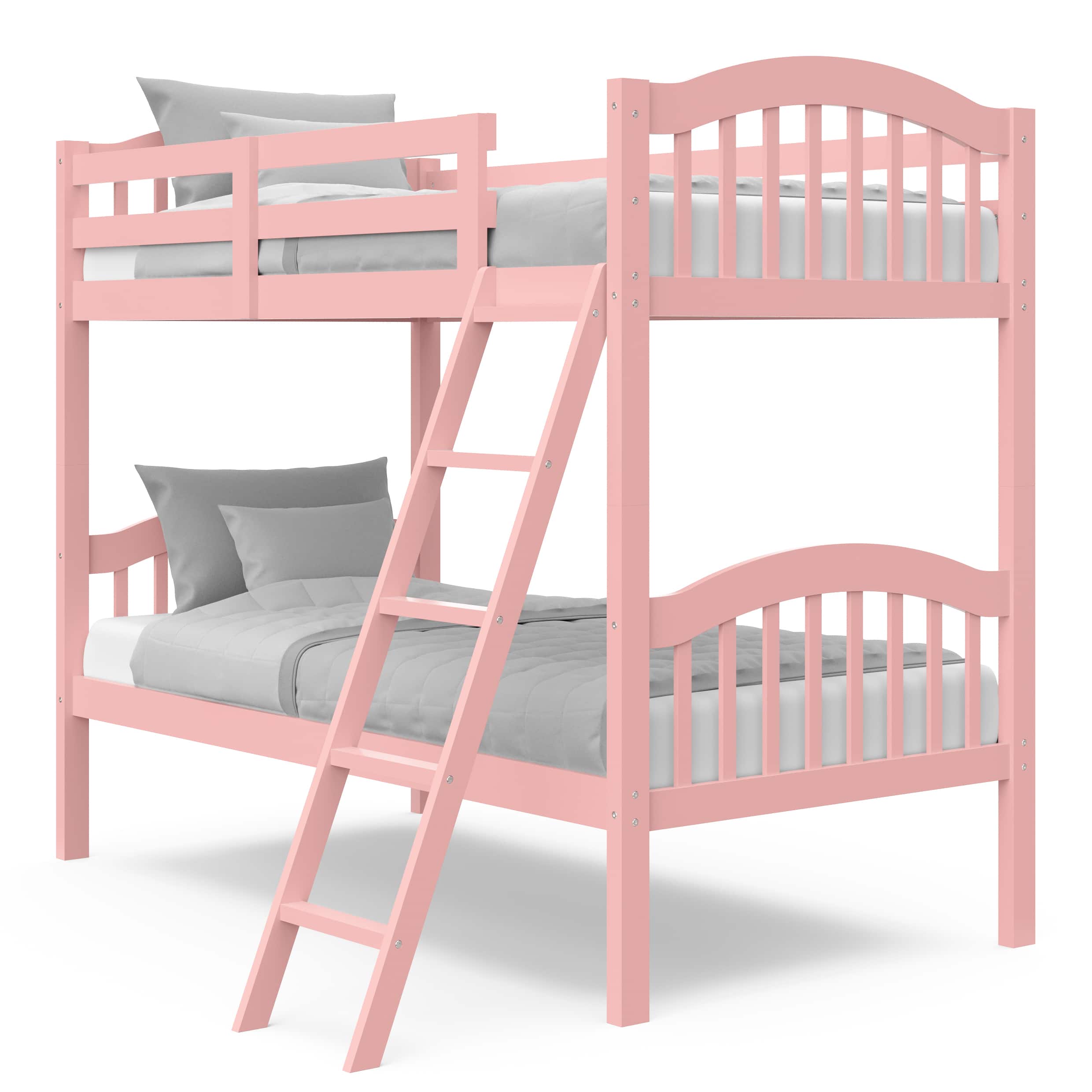 Front. Storkcraft - Long Horn Solid Hardwood Twin Bunk Bed - Pink.